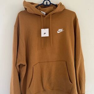 Nike Men’s Caramel Brown Pullover Hoodie with White Logo